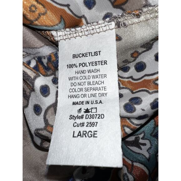 Bucketlist Spring Summer V Neck Paisley Dress--Women's Large--Ruched Waist - Picture 12 of 12